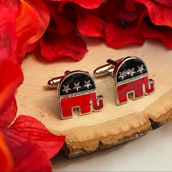 Republican U.S.A. GOP Elephant Cufflinks - Picture 4 of 15